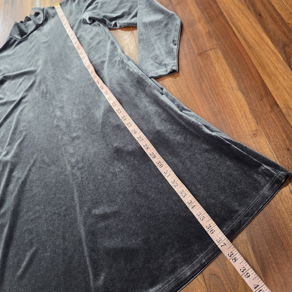 Lands' End Gray/Silver Velvet Velour TUrtleneck Pockets Dress Size Medium 10- 12 - Picture 6 of 9
